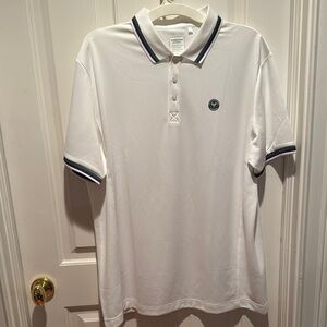 Wimbledon NWOT White Polo Shirt with purple and Green Accents